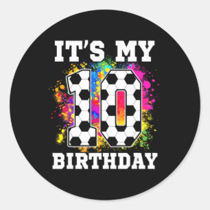 10 Jaar Verjaardag Voetbal Thema Het Is Mijn 10e V Ronde Sticker