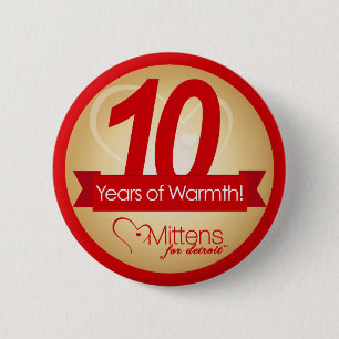 10 jaar Warmte met Mittens voor Detroit Pin Ronde Button 5,7 Cm