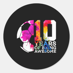 10 Jaar Wezigheid Geweldige Voetbal 10e Verjaardag Ronde Sticker