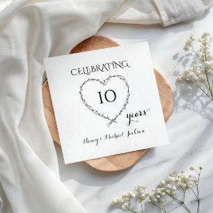 10-jarig jubileum vieren met krans servet