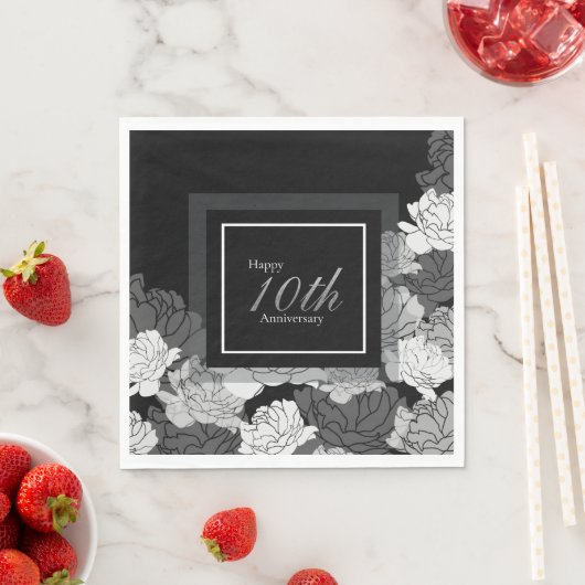 10-jarig jubileum Zilver, Zwart en Wit Servet (Insitu)