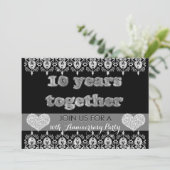 10-jarig jubileumfeest 10 jaar samen Hartjes Kaart (Staand voorkant)