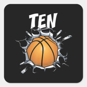 10-jarige Basketball Birthday Party 10th Boy Vierkante Sticker