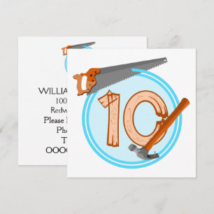 10-jarige jongen bouwt gereedschap verjaardagsontw kaart