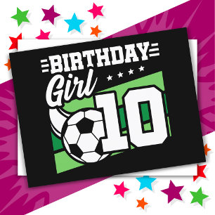 10-jarige Voetbal 10e Verjaardag Meisje Briefkaart