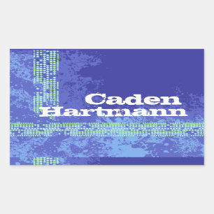 10 jongens sportnaam donkerblauwe sticker met labe