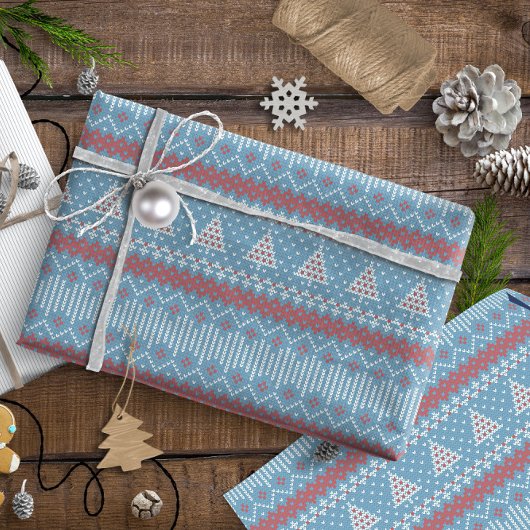 10 kerstbomen blauw ID208 Cadeaupapier