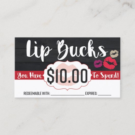 $10 Lip Bucks Kortingskaartje (Voorkant)
