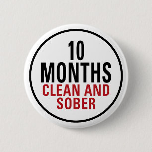 10 maanden Schone en Sober Ronde Button 5,7 Cm