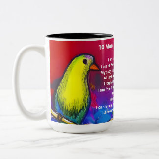 10 mantra's voor rust artistieke waterval vogels m tweekleurige koffiemok