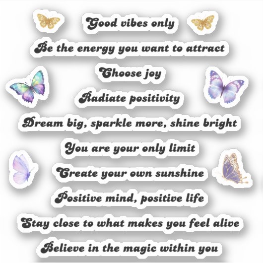 10 motivatie inspirerend positieve quotes sticker (Voorkant)