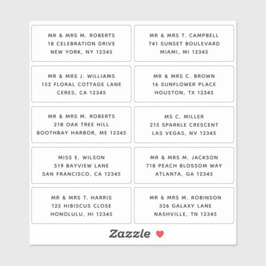 10 Naam persoonlijke gast Adres Weddenschap partij Sticker (Vel)