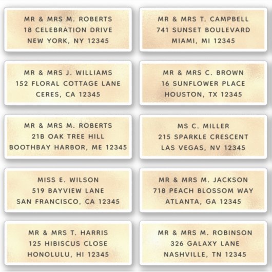 10 Naam persoonlijke gast Adres Weddenschap partij Sticker (Voorkant)