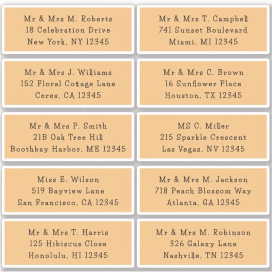 10 Naam persoonlijke gast Adres Weddenschap partij Sticker (Voorkant)