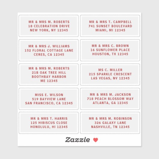 10 Naam persoonlijke gast Adres Weddenschap partij Sticker (Vel)