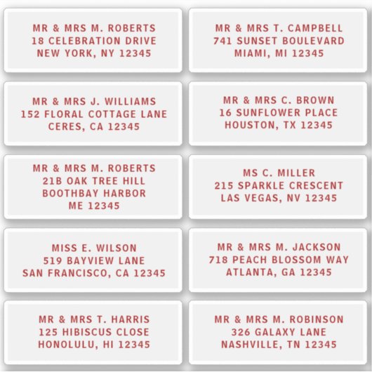 10 Naam persoonlijke gast Adres Weddenschap partij Sticker (Voorkant)