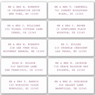 10 Naam persoonlijke gast Adres Weddenschap partij Sticker