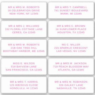 10 Naam persoonlijke gast Adres Weddenschap partij Sticker