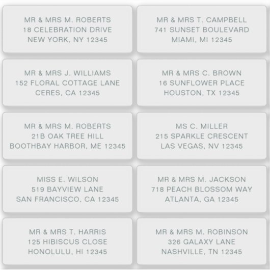 10 Naam persoonlijke gast Adres Weddenschap partij Sticker (Voorkant)