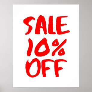 10% Off Sale teken, Rode Retail Store Signage, Gro Poster