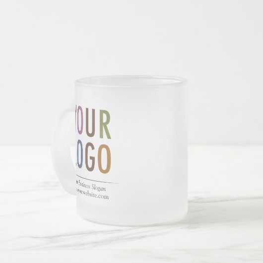 10 oz Frosted Glass Mok Business Logo Geen minimum (Voorkant links)