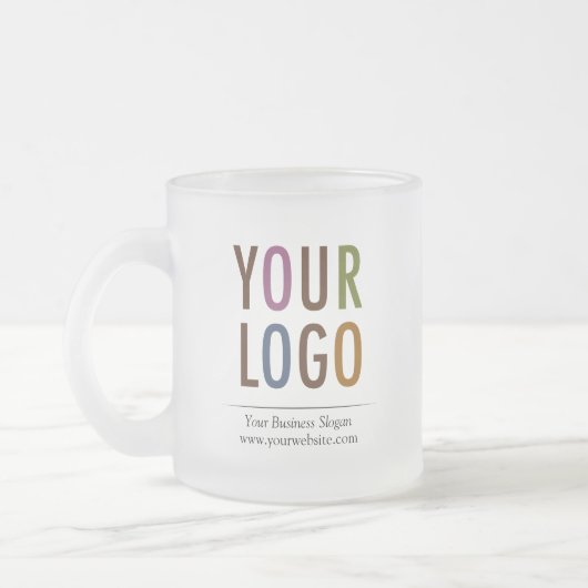 10 oz Frosted Glass Mok Business Logo Geen minimum (Links)