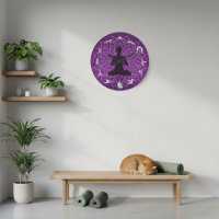 10" Paarse Mandala met Yoga Oefeningen Wandklok