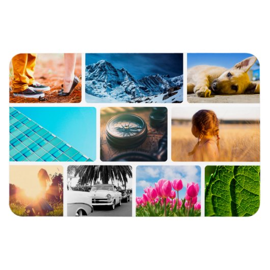 10 Photo Fridge Magnet Modèle Collage blanc (Horizontal)