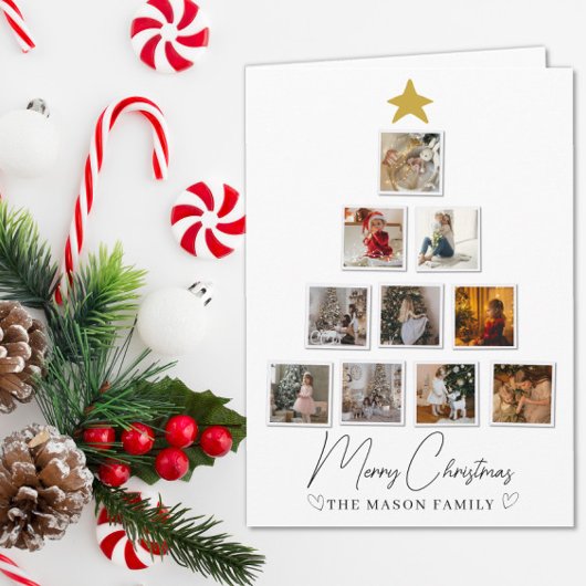 10 Photo Tree Shape Christmas Card Kaart