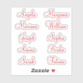 10 prénoms personnalisés | Stickers calligraphie (Feuille)