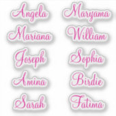 10 Prénoms pour les filles | Stickers calligraphie (Devant)
