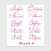 10 Prénoms pour les filles | Stickers calligraphie (Feuille)