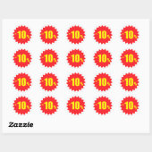 10 procent korting stickers, wit en rood ronde sticker (Vel)