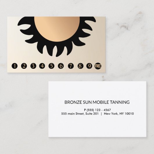 10 Punch Spray Tan Visite Fidélité du client (Devant / Derrière)