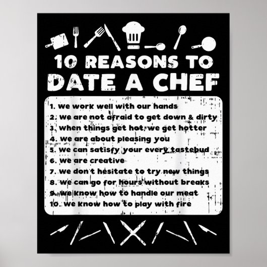 10 Reasons To Date A Chef Funny Dating Cook Men Wo Poster (Voorkant)