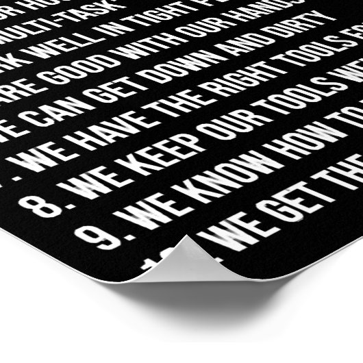 10 Redenen om met een mechanische funny-mechanica  Poster (Hoek)