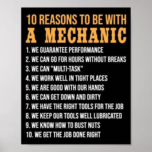 10 Redenen om met een mechanische funny-mechanica Poster (Voorkant)