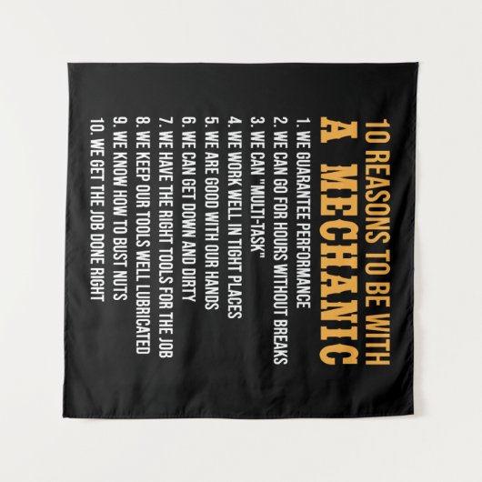 10 Redenen om met een mechanische funny-mechanica  Wandkleed (Voorkant (horizontaal))