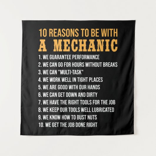 10 Redenen om met een mechanische funny-mechanica  Wandkleed (Voorkant)