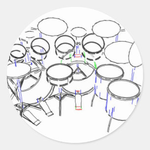 10-stukdrumkit: markeringstekening: ronde sticker