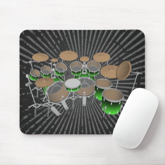 10-stuks trommelkit: Groene gradiënt: Drums Mousep Muismat (Met muis)