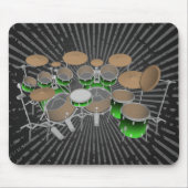 10-stuks trommelkit: Groene gradiënt: Drums Mousep Muismat (Voorkant)