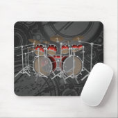 10-stuks trommelkit: Rode gradiënt: Drums Mousepad Muismat (Met muis)