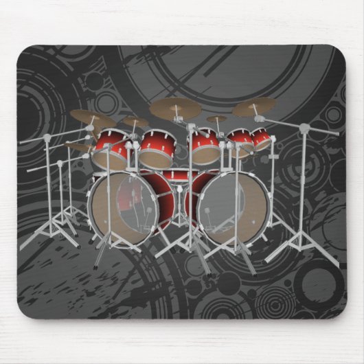 10-stuks trommelkit: Rode gradiënt: Drums Mousepad Muismat (Voorkant)
