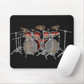 10-stuks trommelkit: Rode set: Drums Mousepad Muismat (Met muis)
