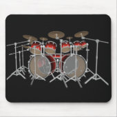 10-stuks trommelkit: Rode set: Drums Mousepad Muismat (Voorkant)