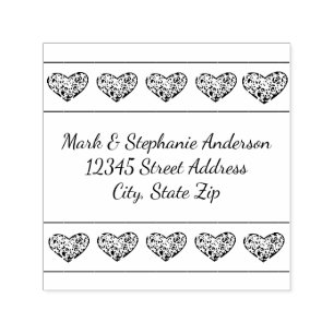 10 swirly harten - vierkante zelfinktstempel  zelfinktende stempel