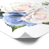 10 Tableau Bleu Blanc Rose Floral Platine (Coin)