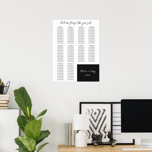 10 Tableau | Élégant tableau de sièges Mariage mod (Bureau à domicile)