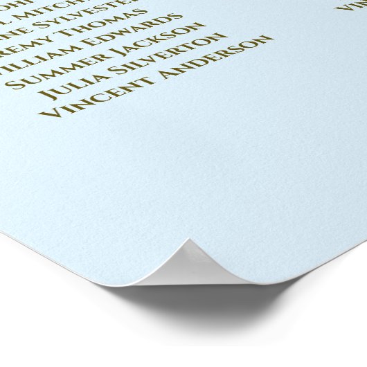 10 Tableau Mariage de siège Poudre Bleu et Or (Coin)